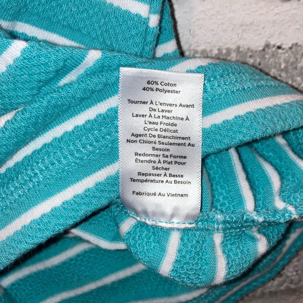 T by Talbots Teal Blue 3/4 Sleeve V-neck Textured Shirt Size 0-2 Petite - Picture 4 of 6